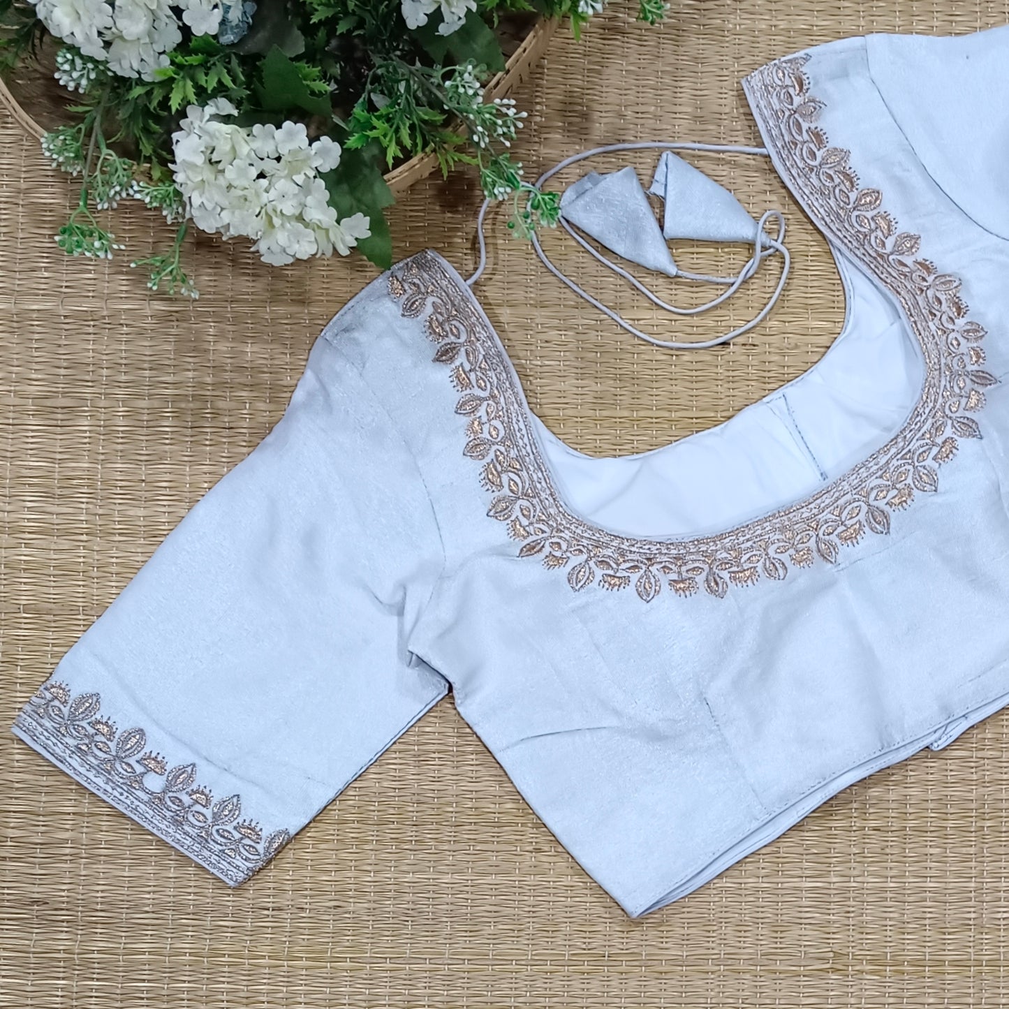Classic Metallic Silver Tissue Blouse