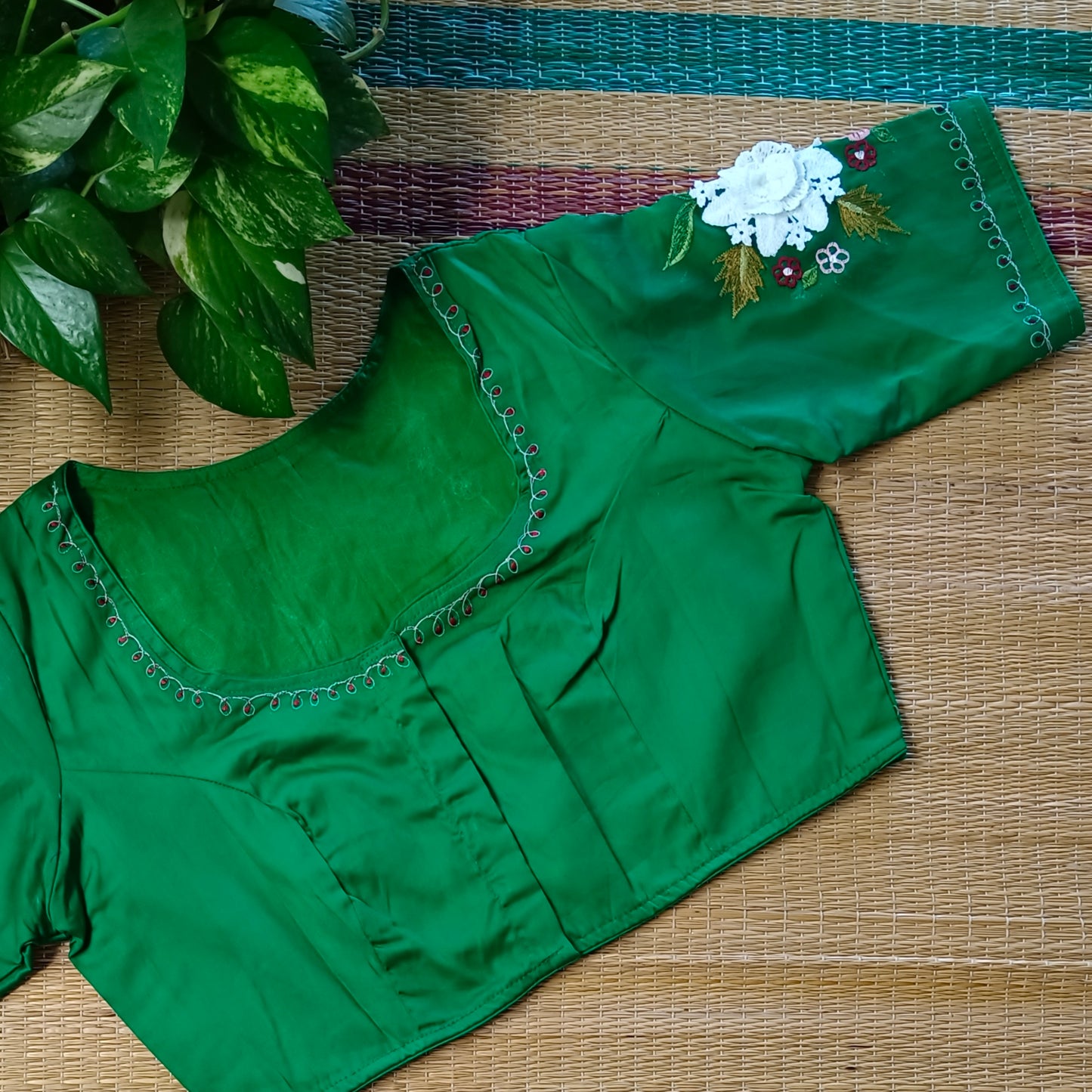 Leaf Green 3D Lace Blouse