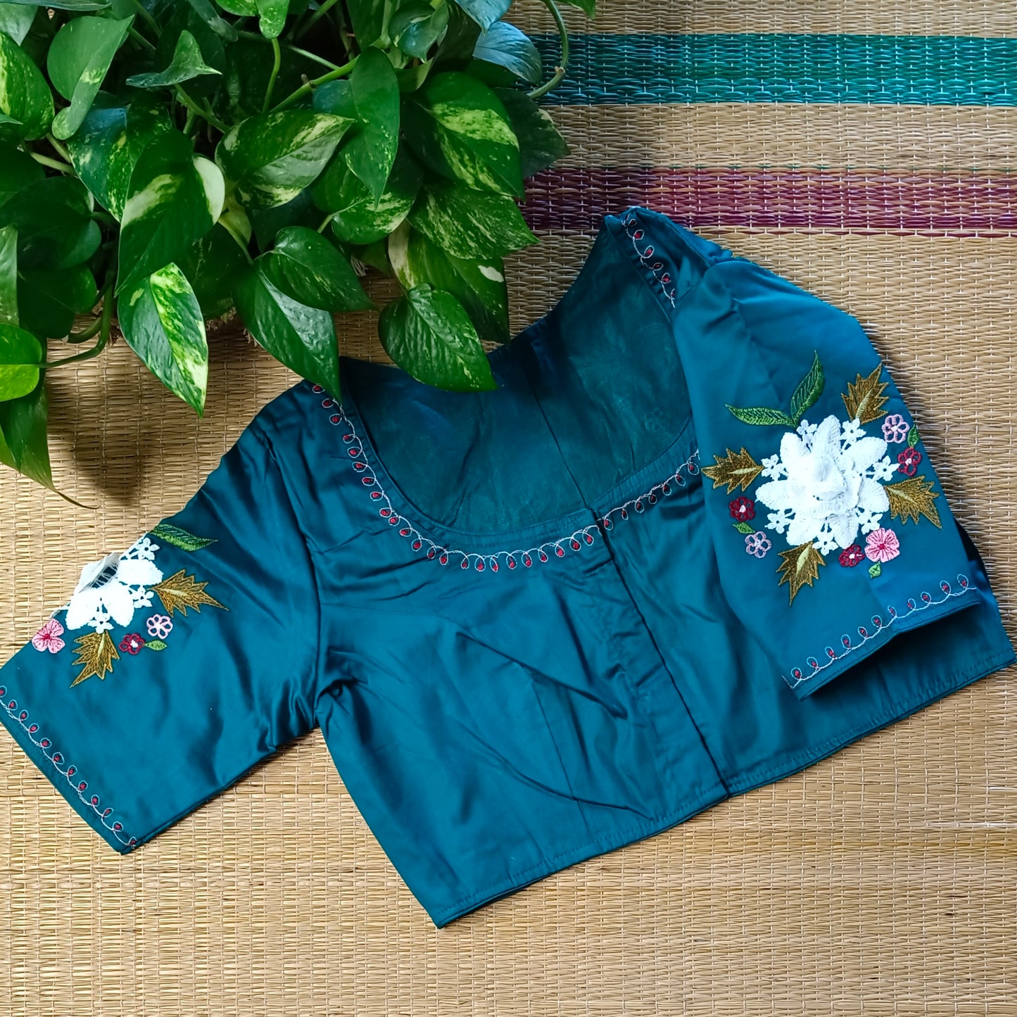 Rama Green 3D Lace Blouse