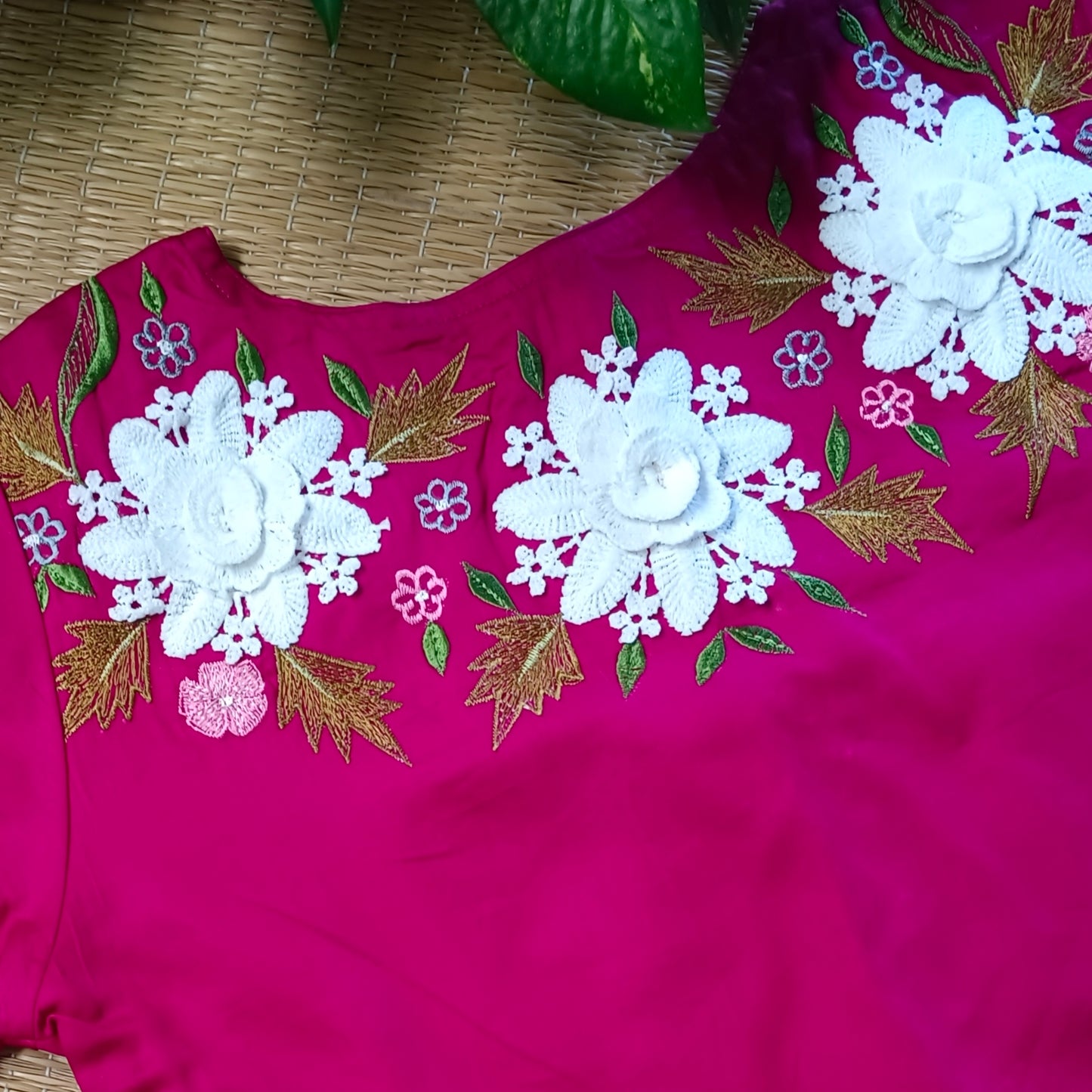 Dark Pink 3D Lace Blouse