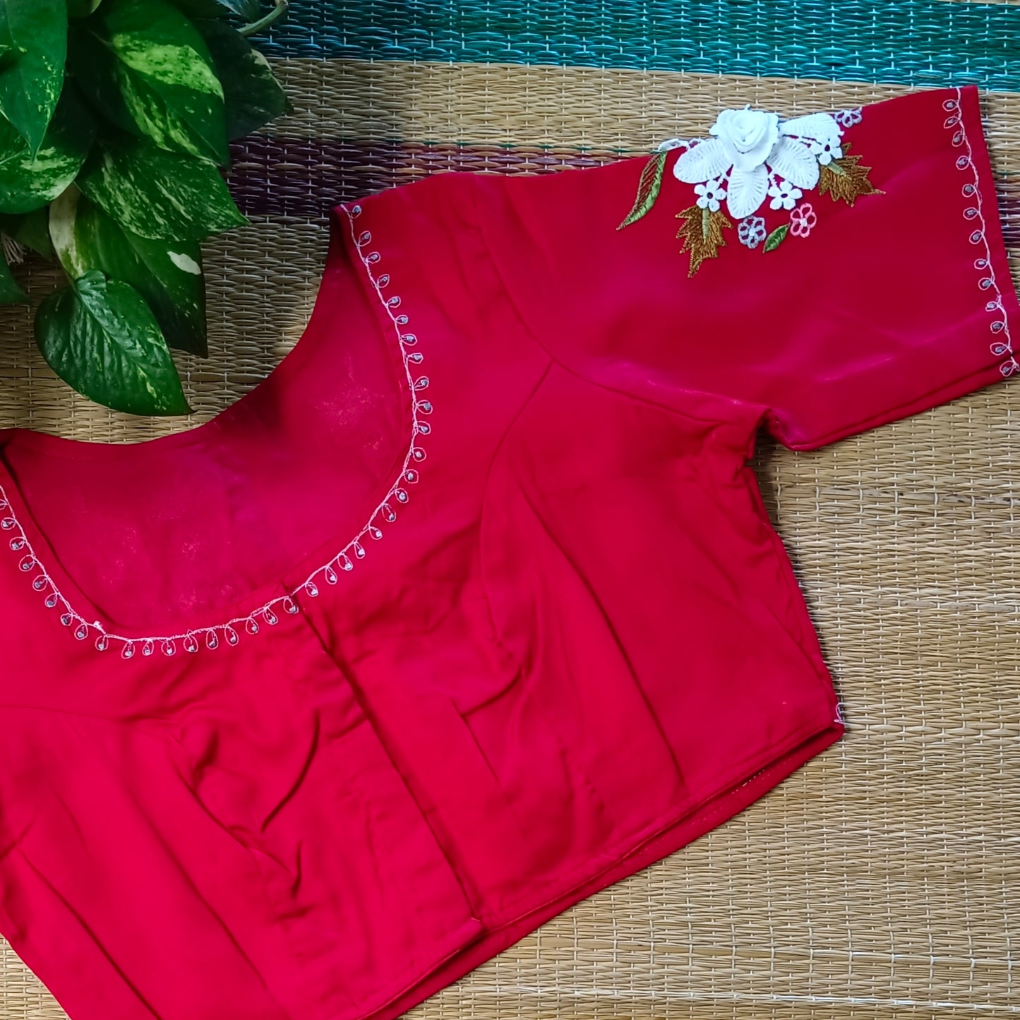 Cherry Red 3D Lace Blouse
