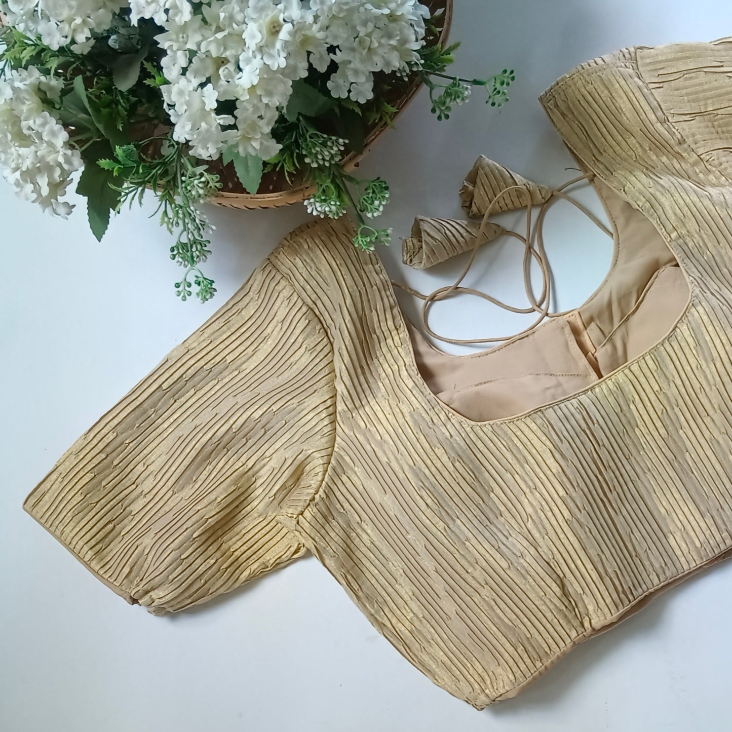 Golden 2 Metallic Crush Tissue Stretchable Blouse