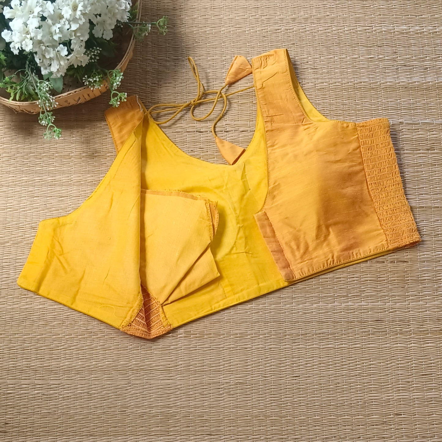 Yellow plain flexifit blouse (attachable sleeves)