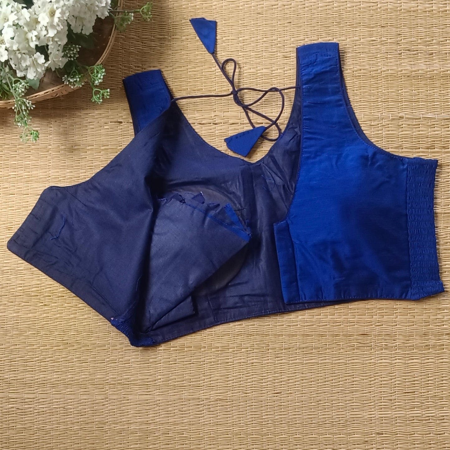 Dark royal blue plain flexifit blouse (attachable sleeves)