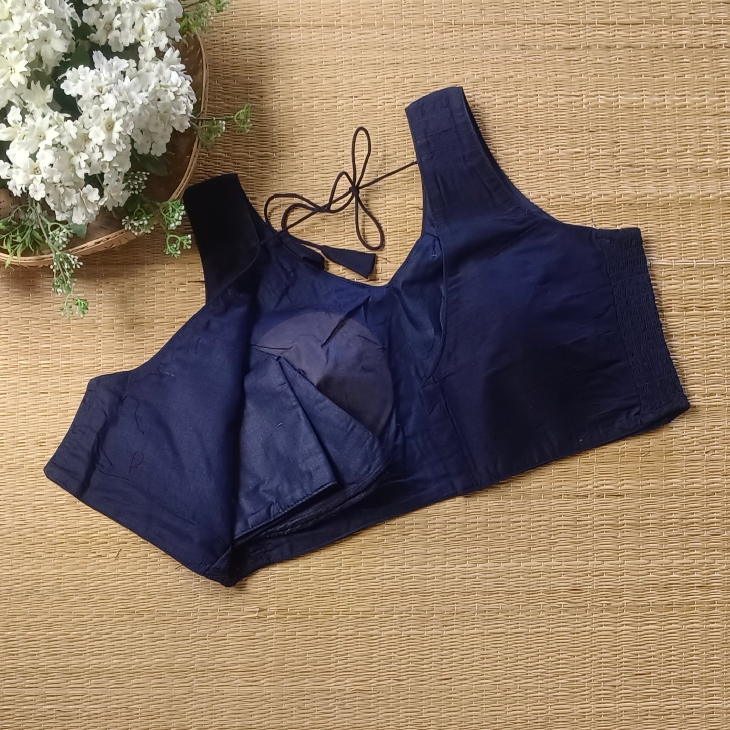 Navy blue plain flexifit blouse (attachable sleeves)