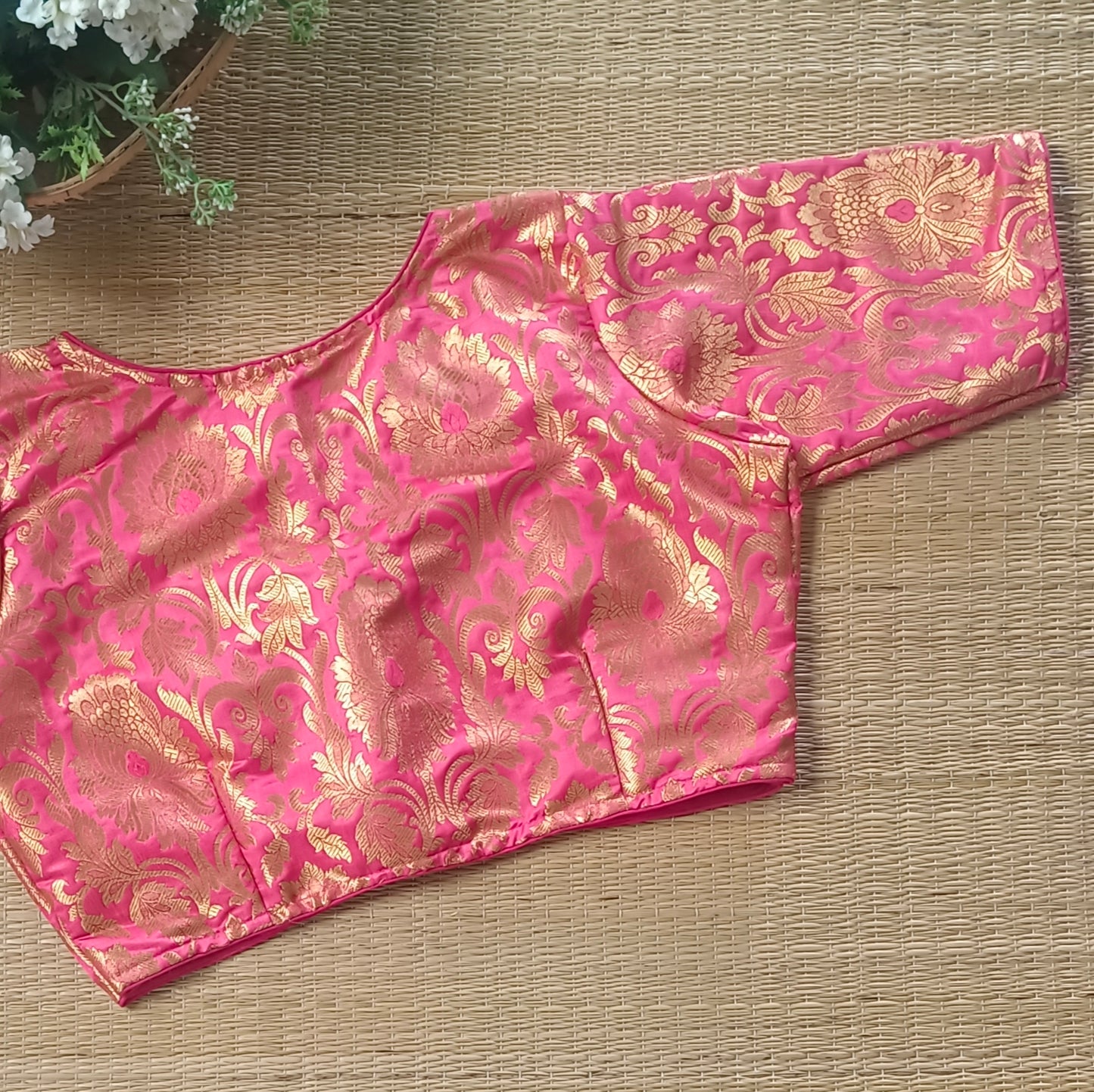 Peach Pink Brocade Blouse