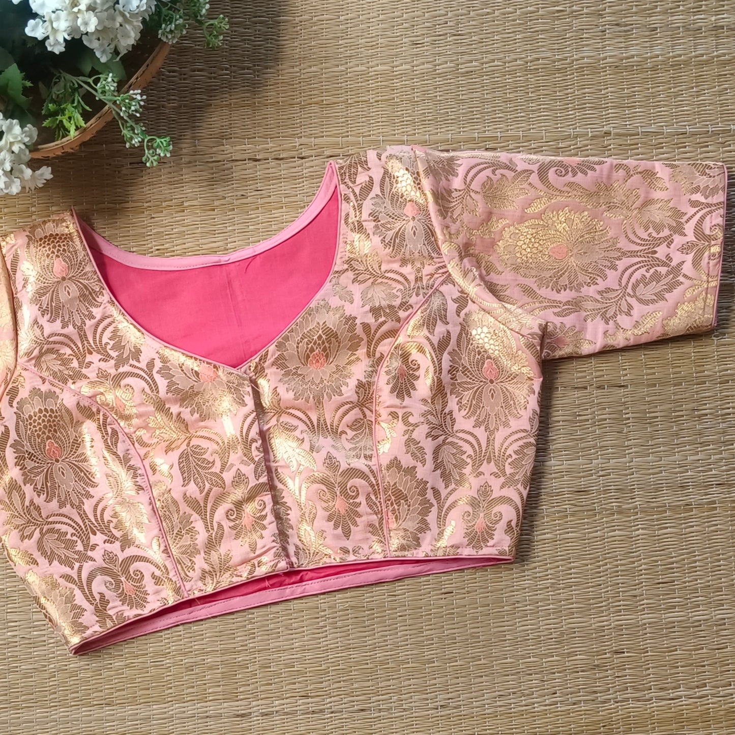 Pastel Pink Brocade Blouse