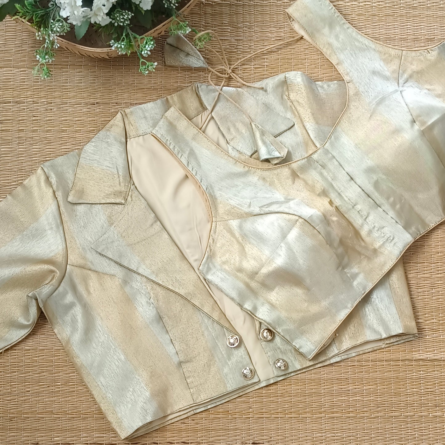 Light golden Golden 2 Piece Koti Blouse 2