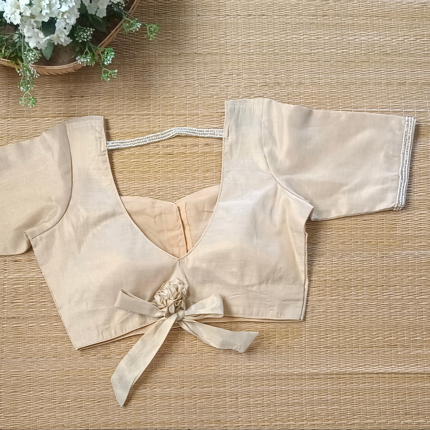 Golden 1 Metallic Tissue Bow Tie Blouse
