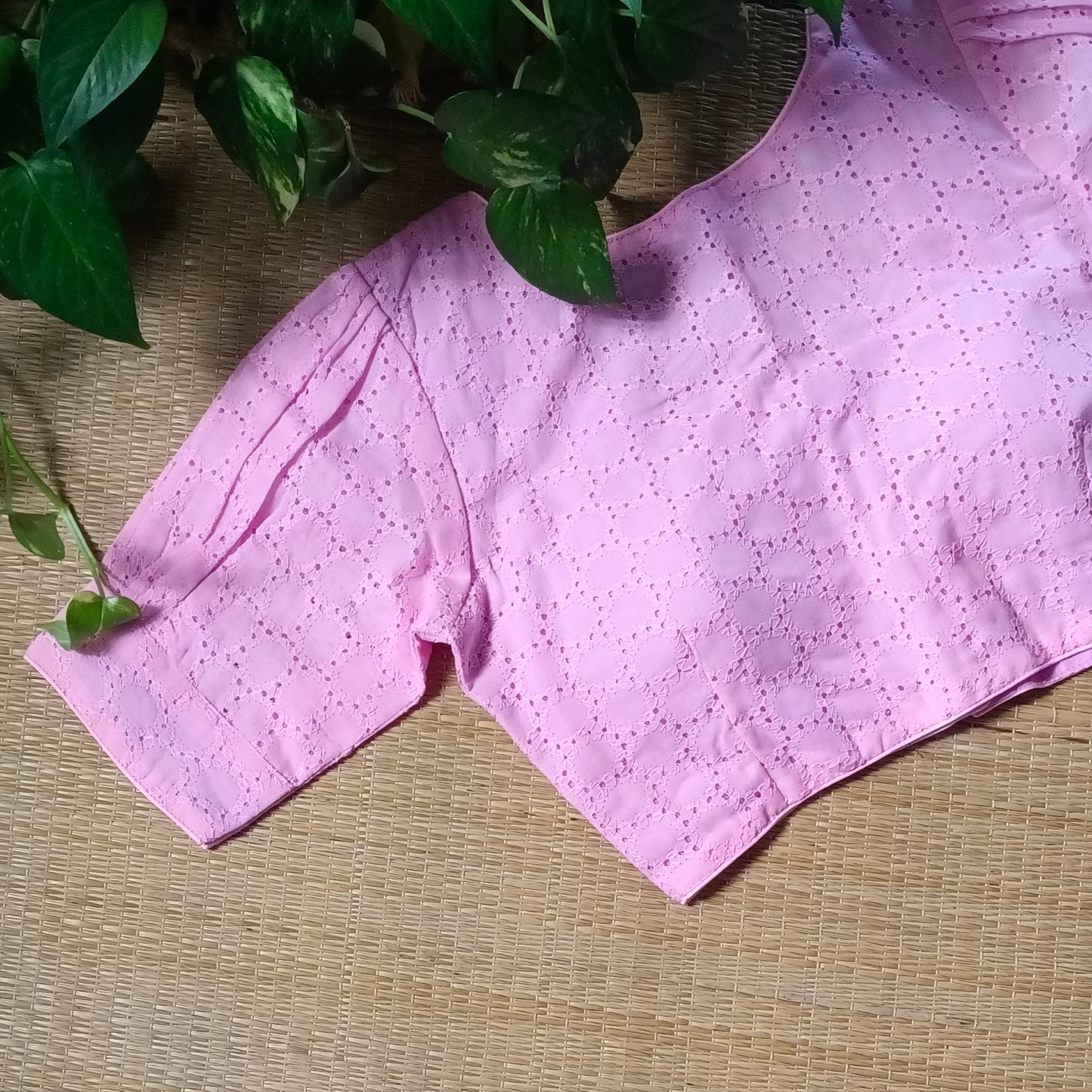 Baby Pink Hakoba Cotton Blouse