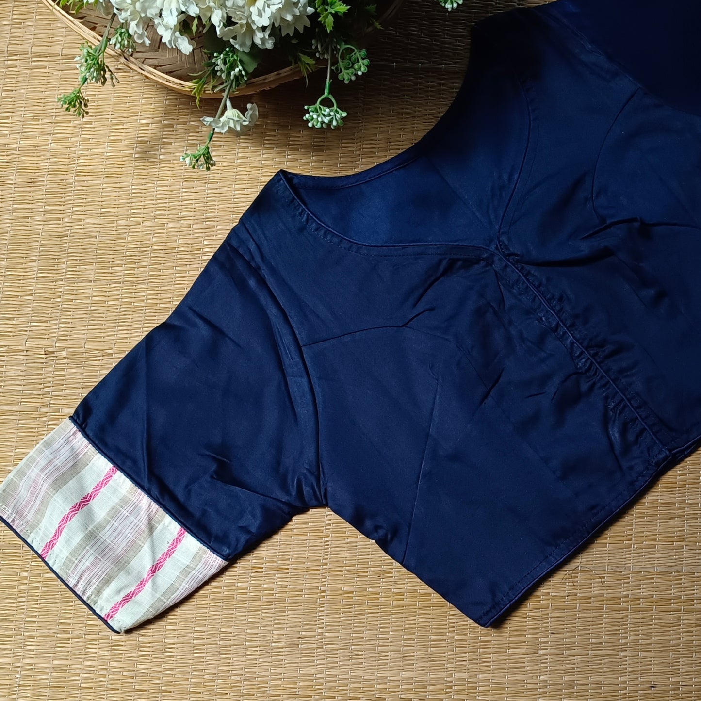Navy blue applique work blouse