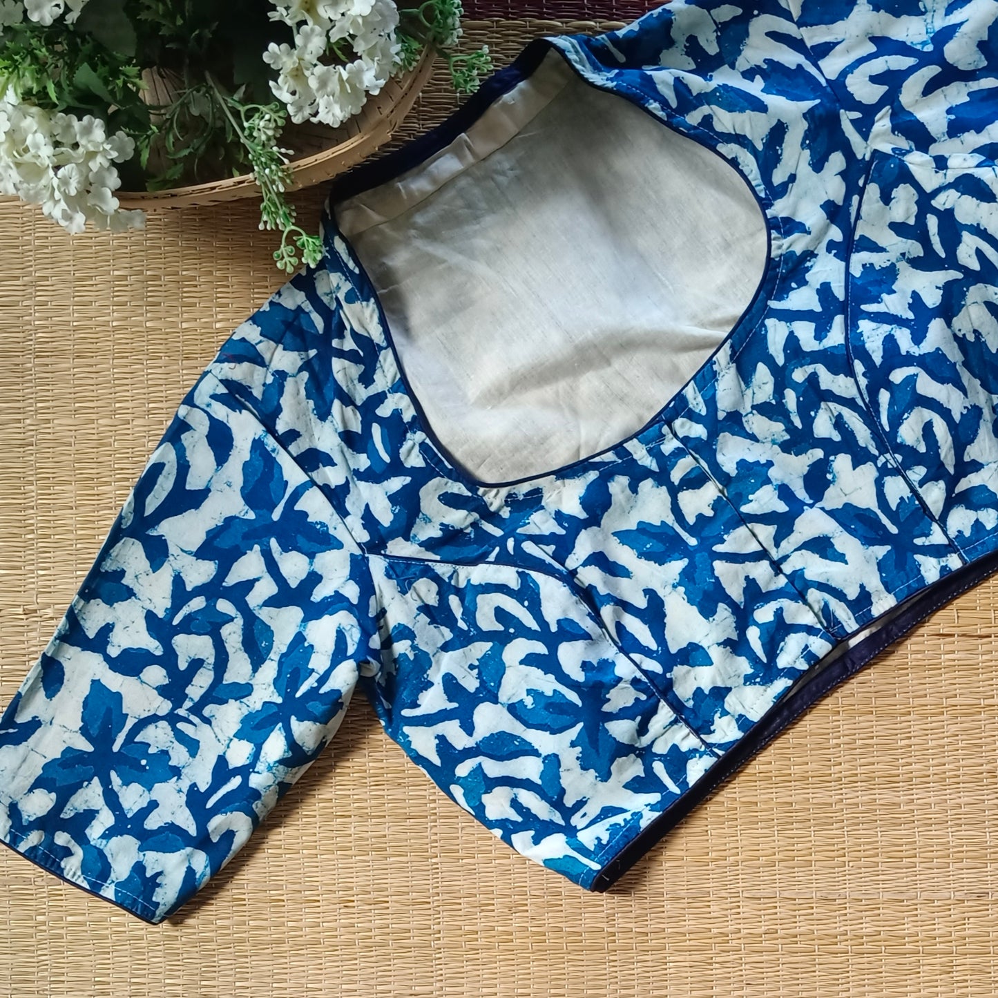 Indigo Kalamkari Cotton Blouse