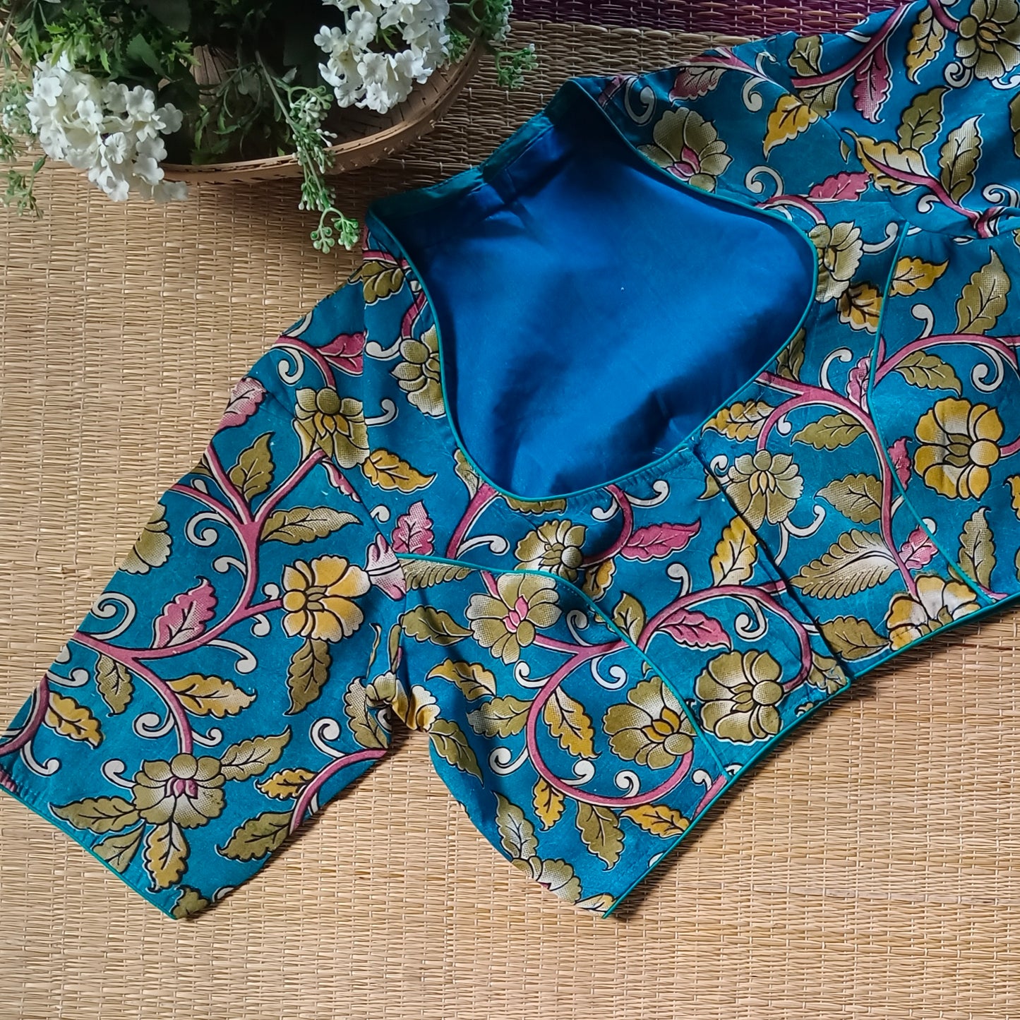 Blue 2 Kalamkari Cotton Silk Blouse