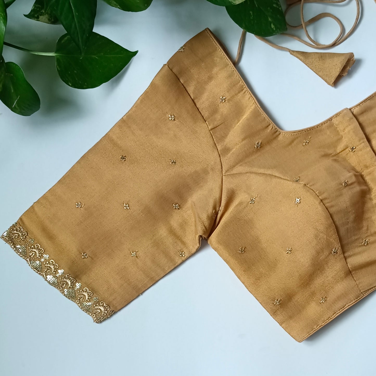 Golden 2 metallic tissue blouse with golden embroidery