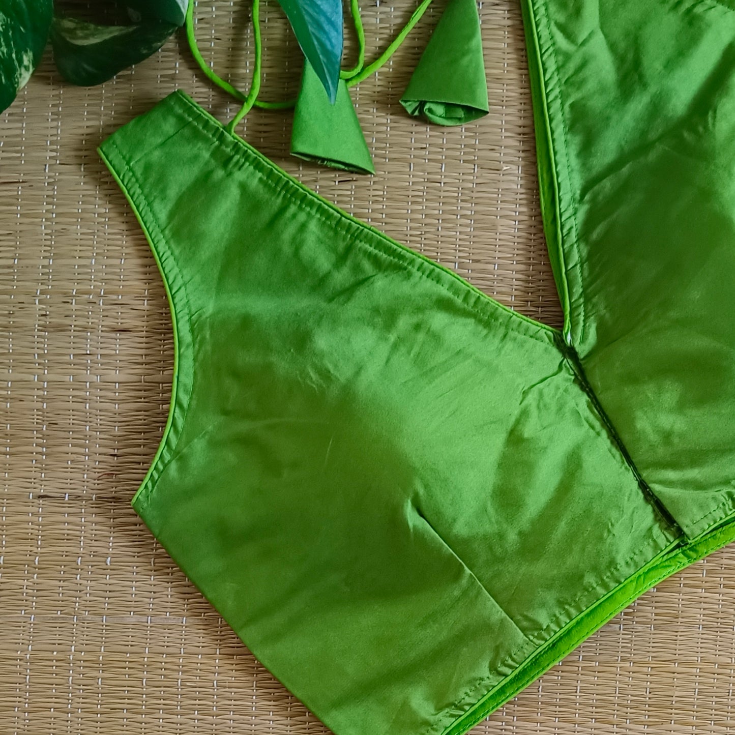 Light Green plain V-neck sleeveless blouse