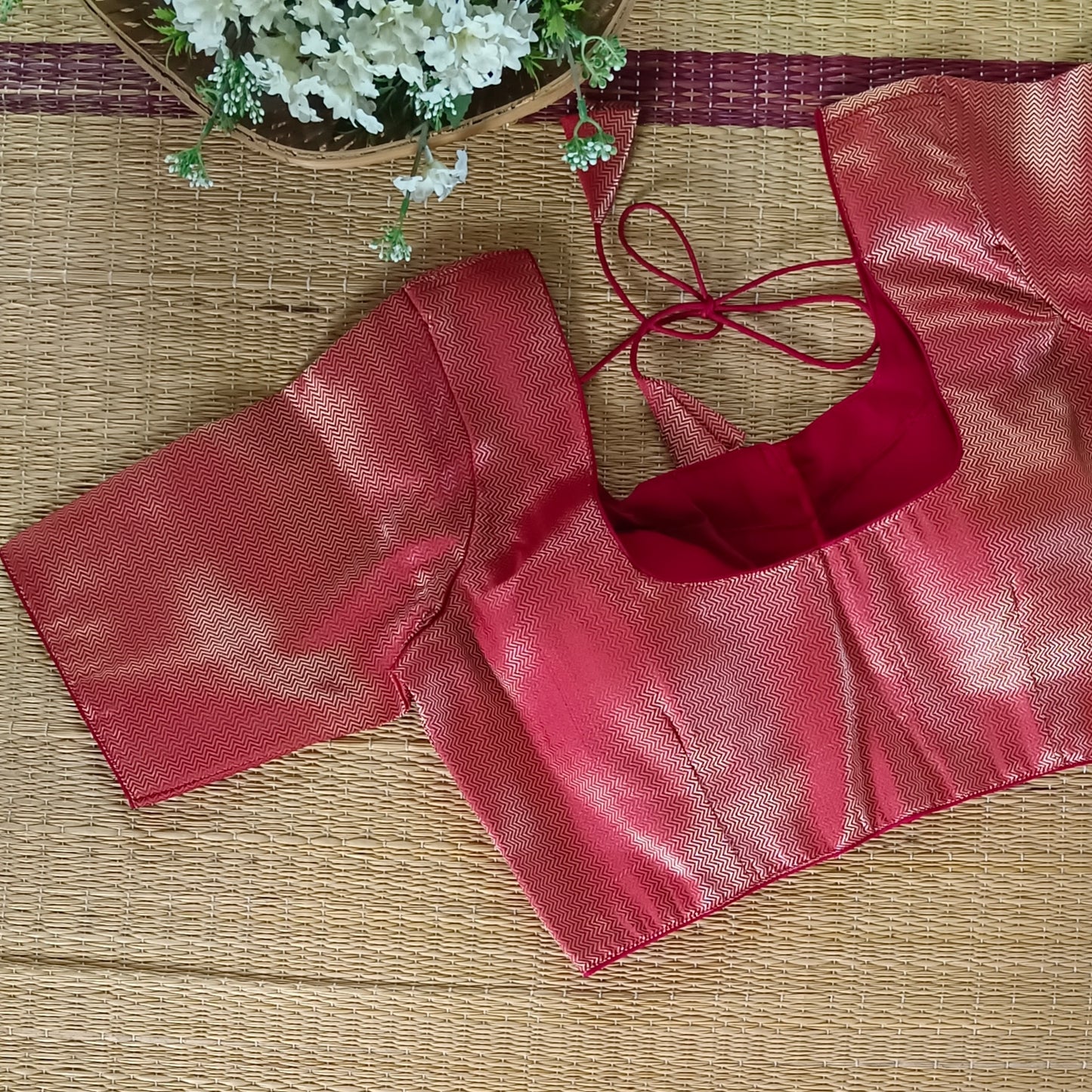 Classic Dark Red Brocade Blouse( assorted)