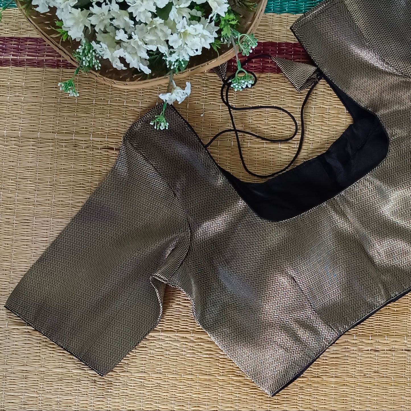 Classic Black Brocade Blouse(assorted)