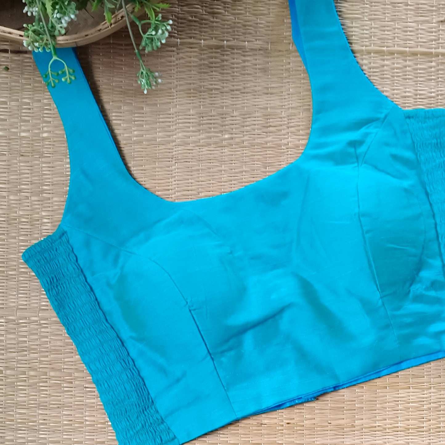 Blue 2 plain flexifit U neck blouse