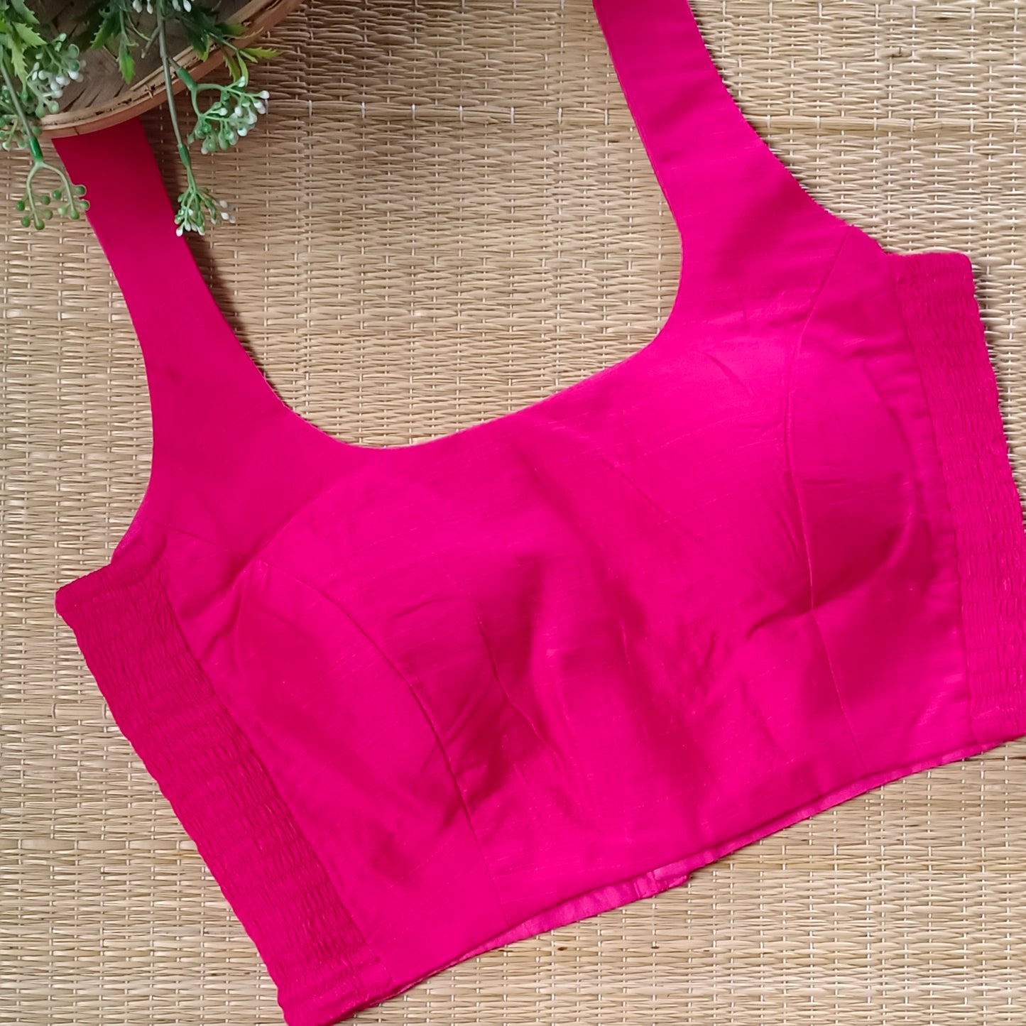 Hot pink plain flexifit U neck blouse