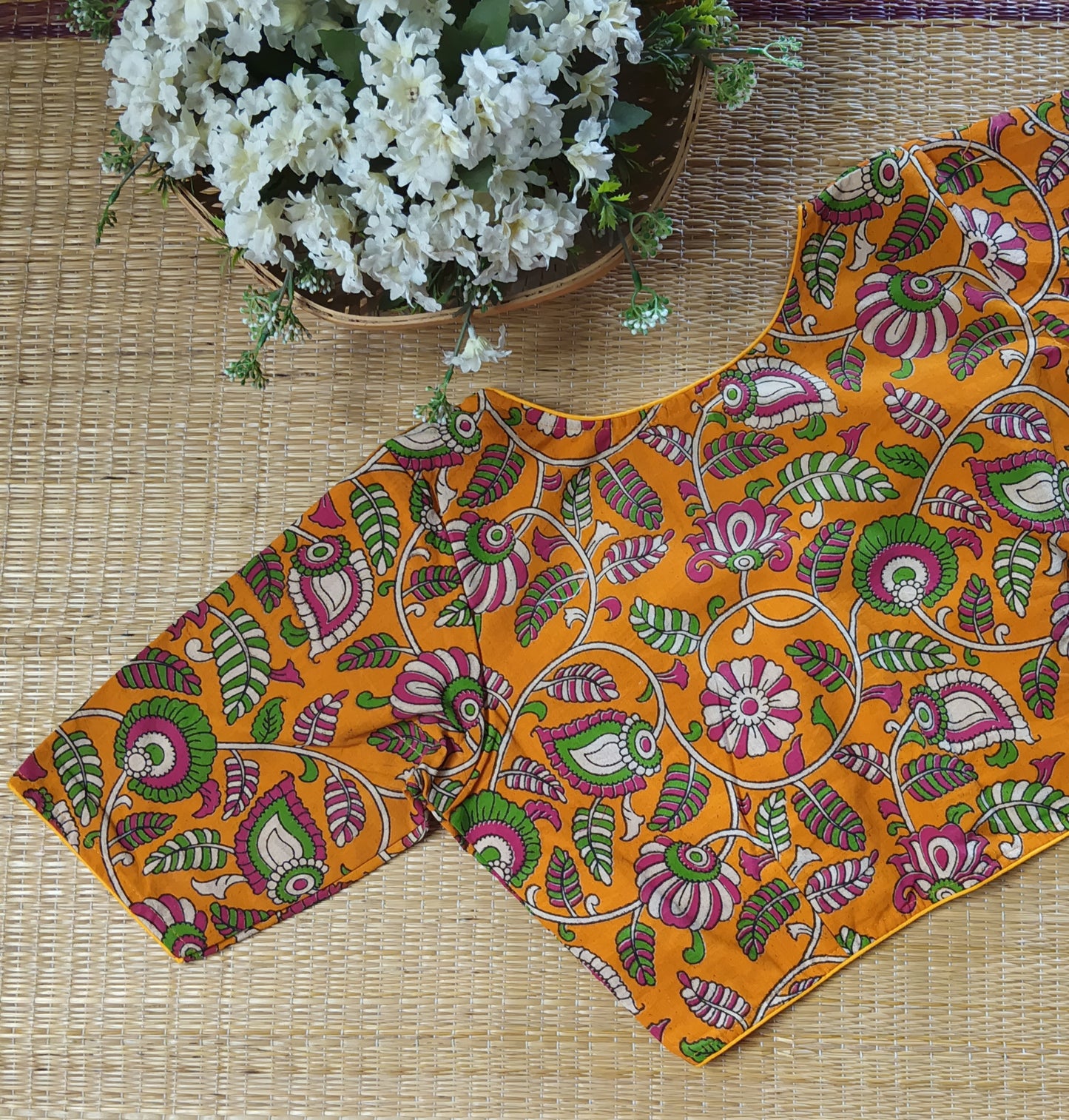 Yellow Kalamkari Cotton Blouse