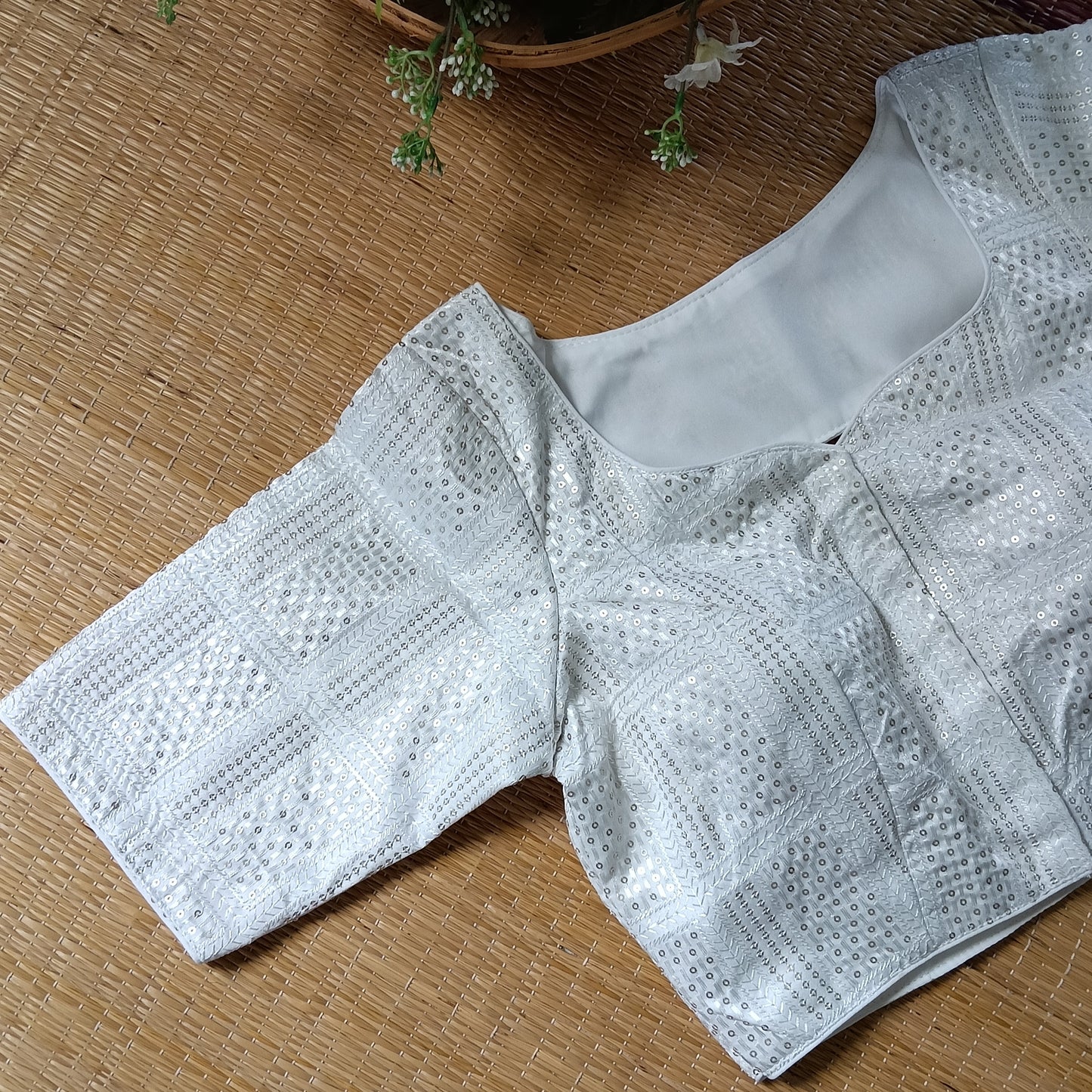 White Semi Silk Sequence Blouse(assorted)