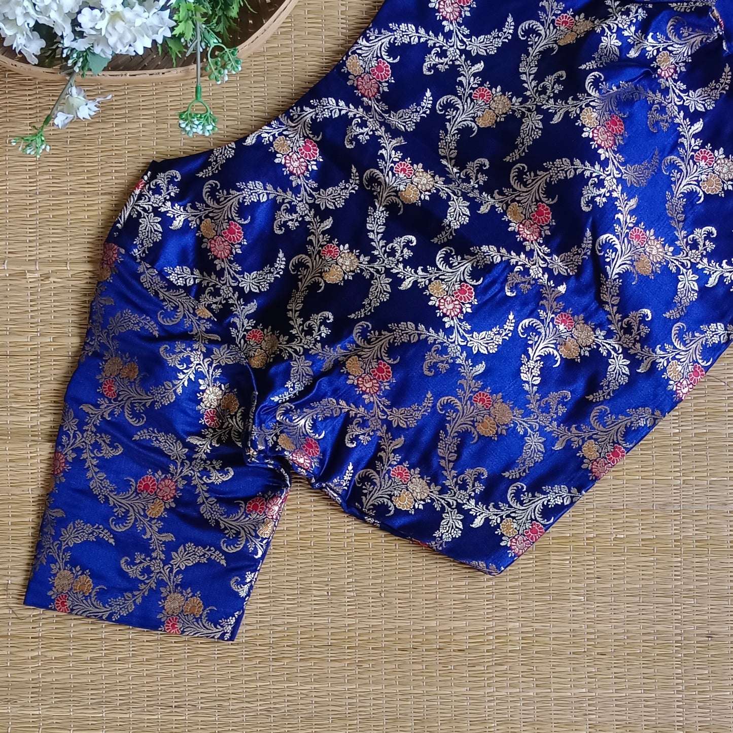 Light Navy Blue Banarasi Silk Blouse