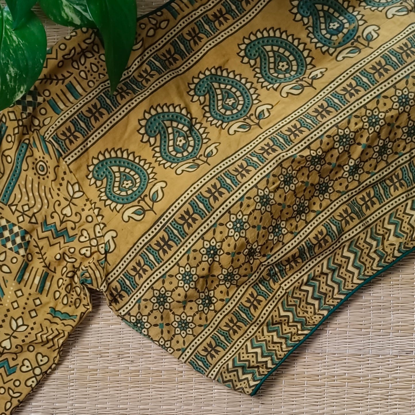 Mustard Ajrak Cotton Blouse