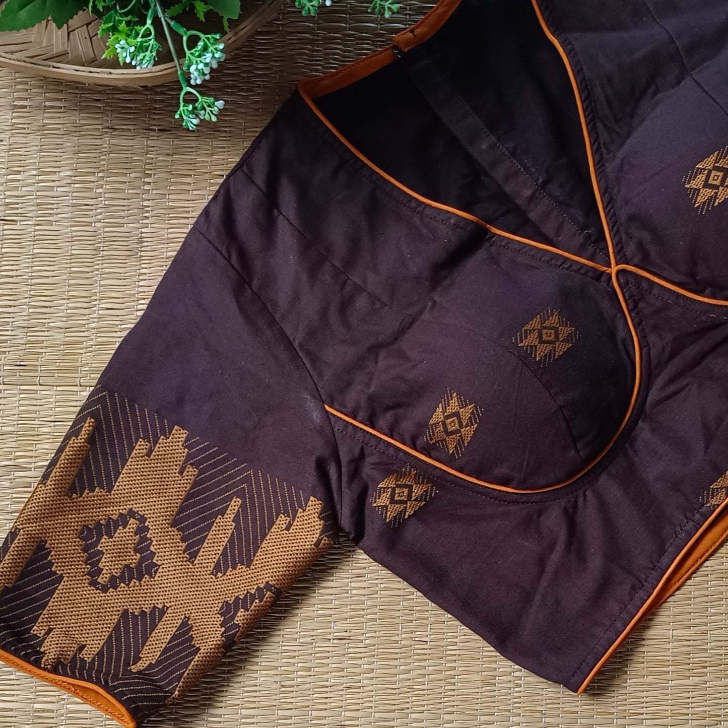 Brown Jamdani Cotton Blouse