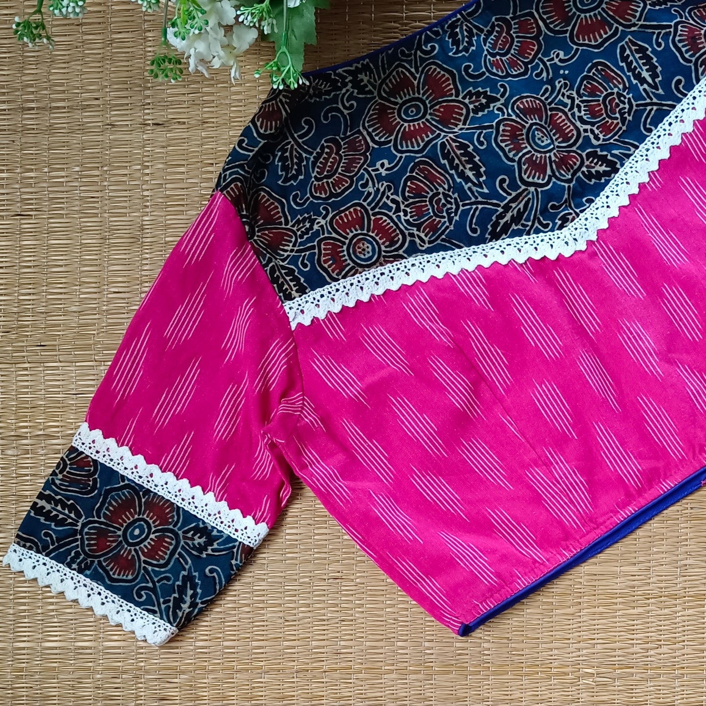 Pink Ikkat and Ajrak Pattern Blouse