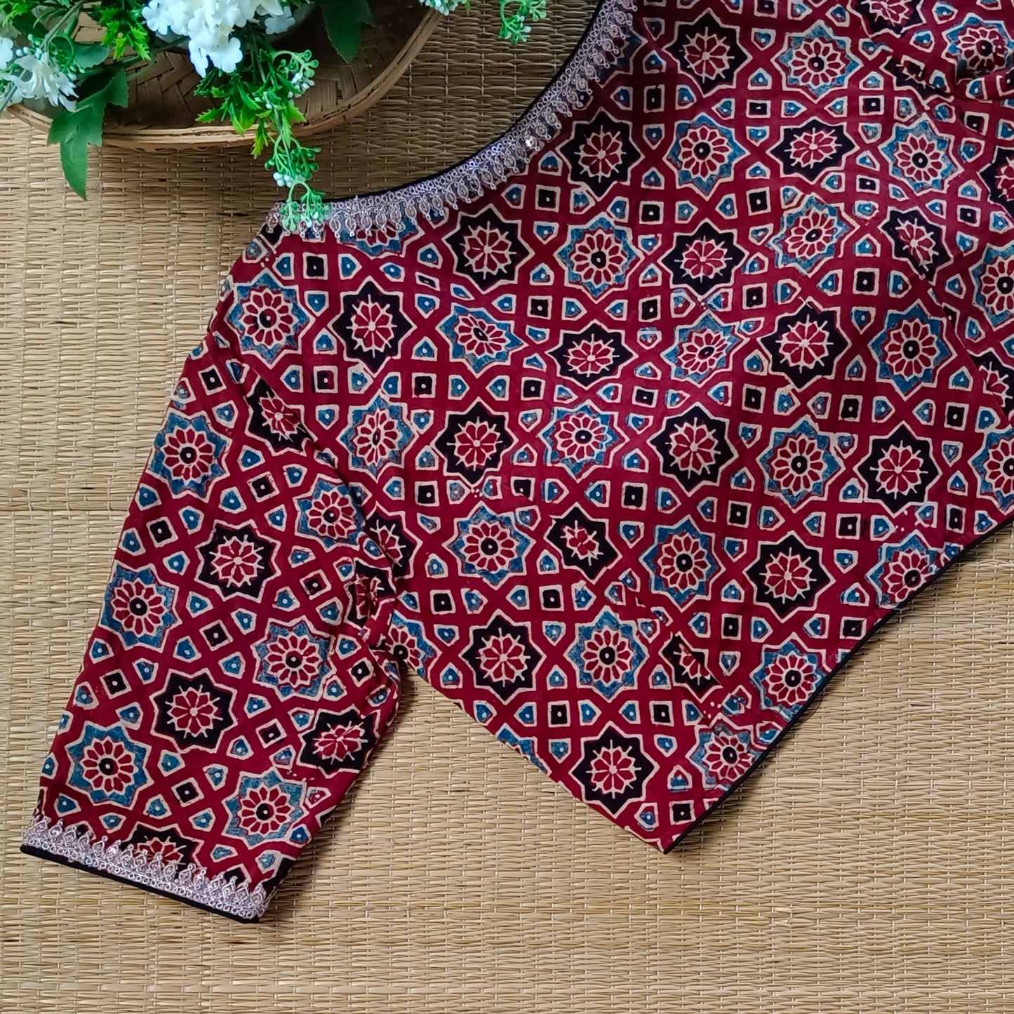 Maroon Ajrak Cotton Blouse (Assorted)