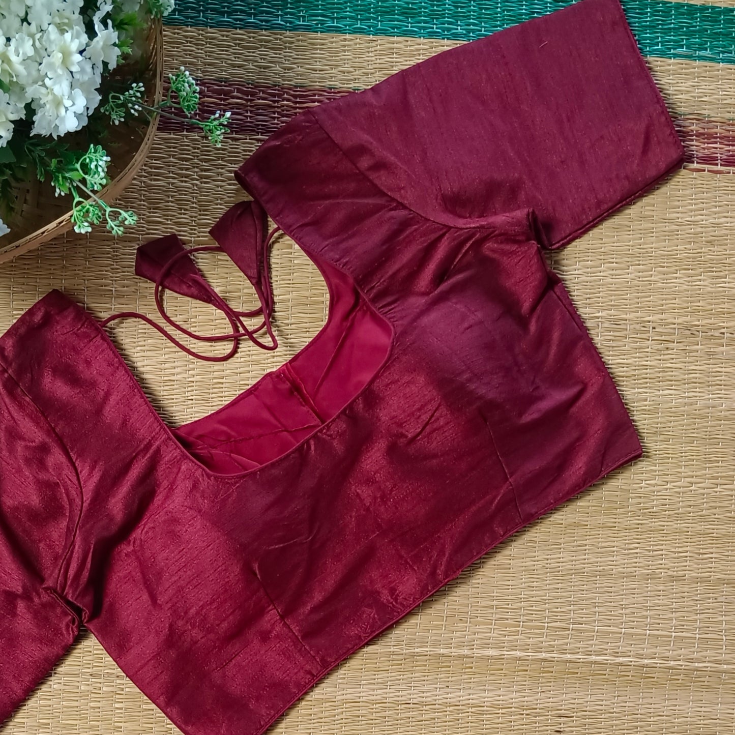 Classic maroonish brown plain blouse
