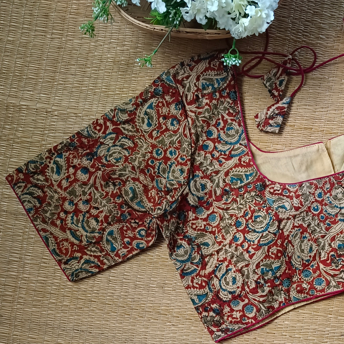 Classic Maroon Kalamkari Cotton Blouse 1