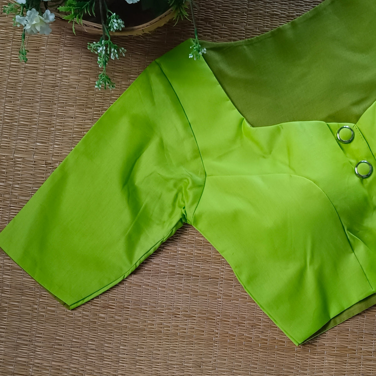 Lemon Green plain blouse with buttons