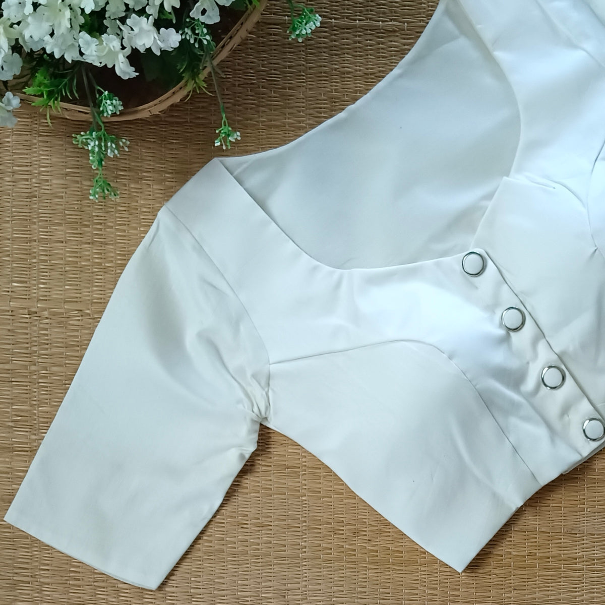 Off white plain blouse with buttons