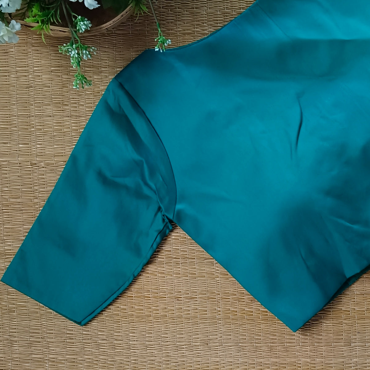 Rama Green plain blouse with buttons