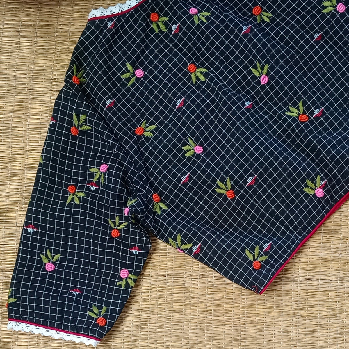 Black Jamdani Hand Embroidery Blouse
