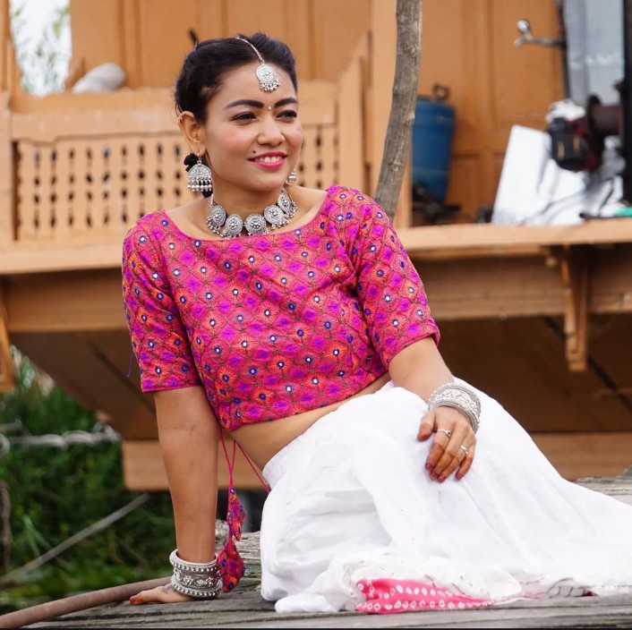 Rani Pink Multicolor Mirrorwork Blouse