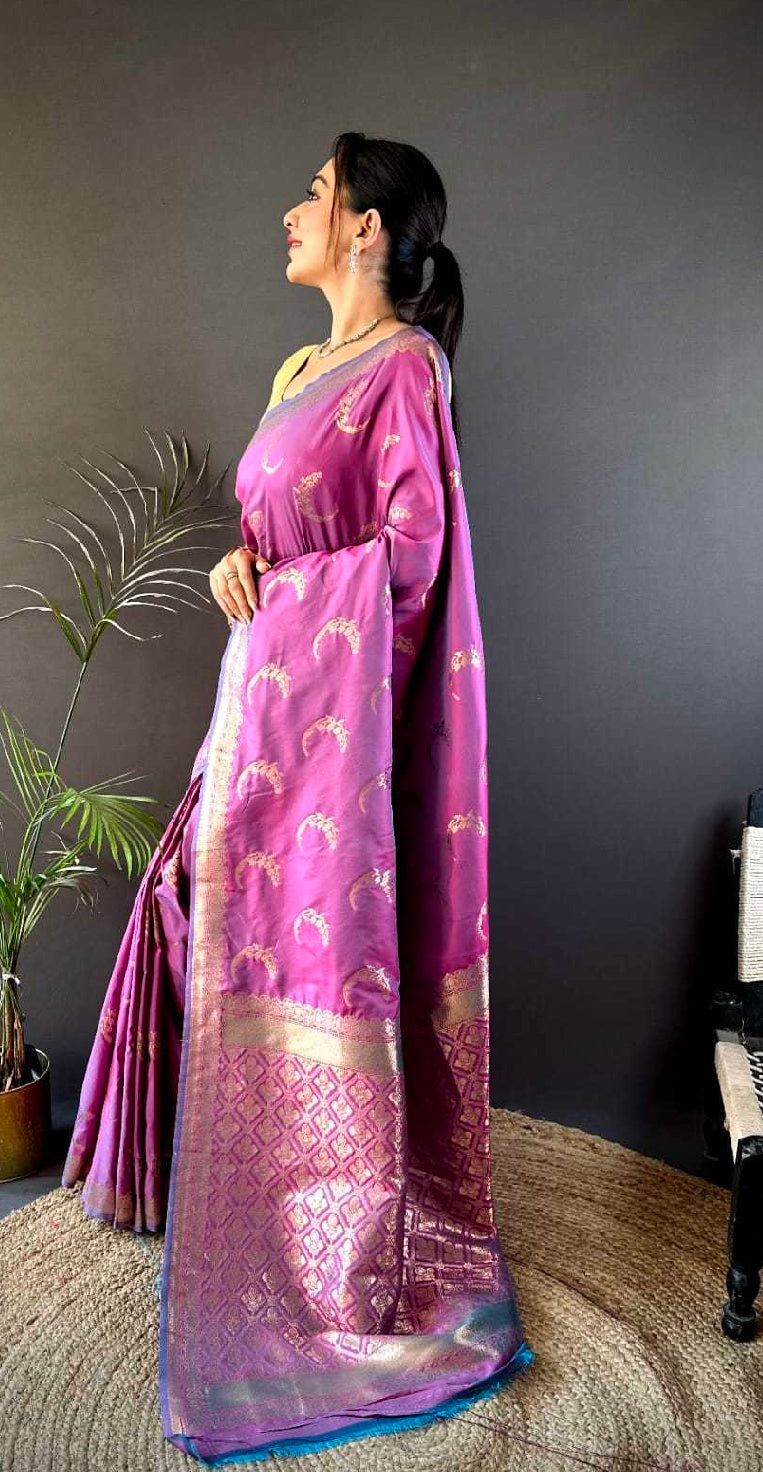 Onion Pink Semi Silk Saree