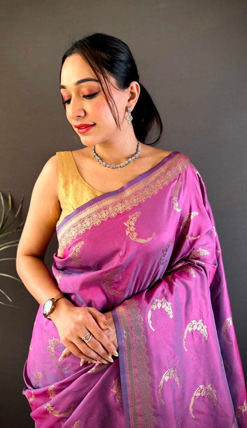 Onion Pink Semi Silk Saree