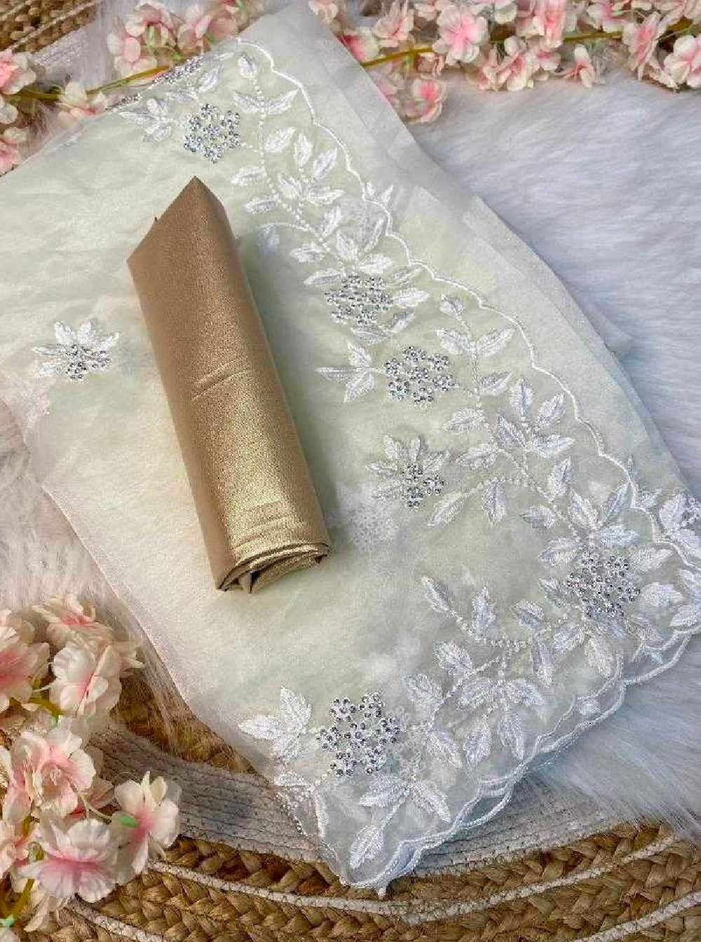 Off White Organza Saree