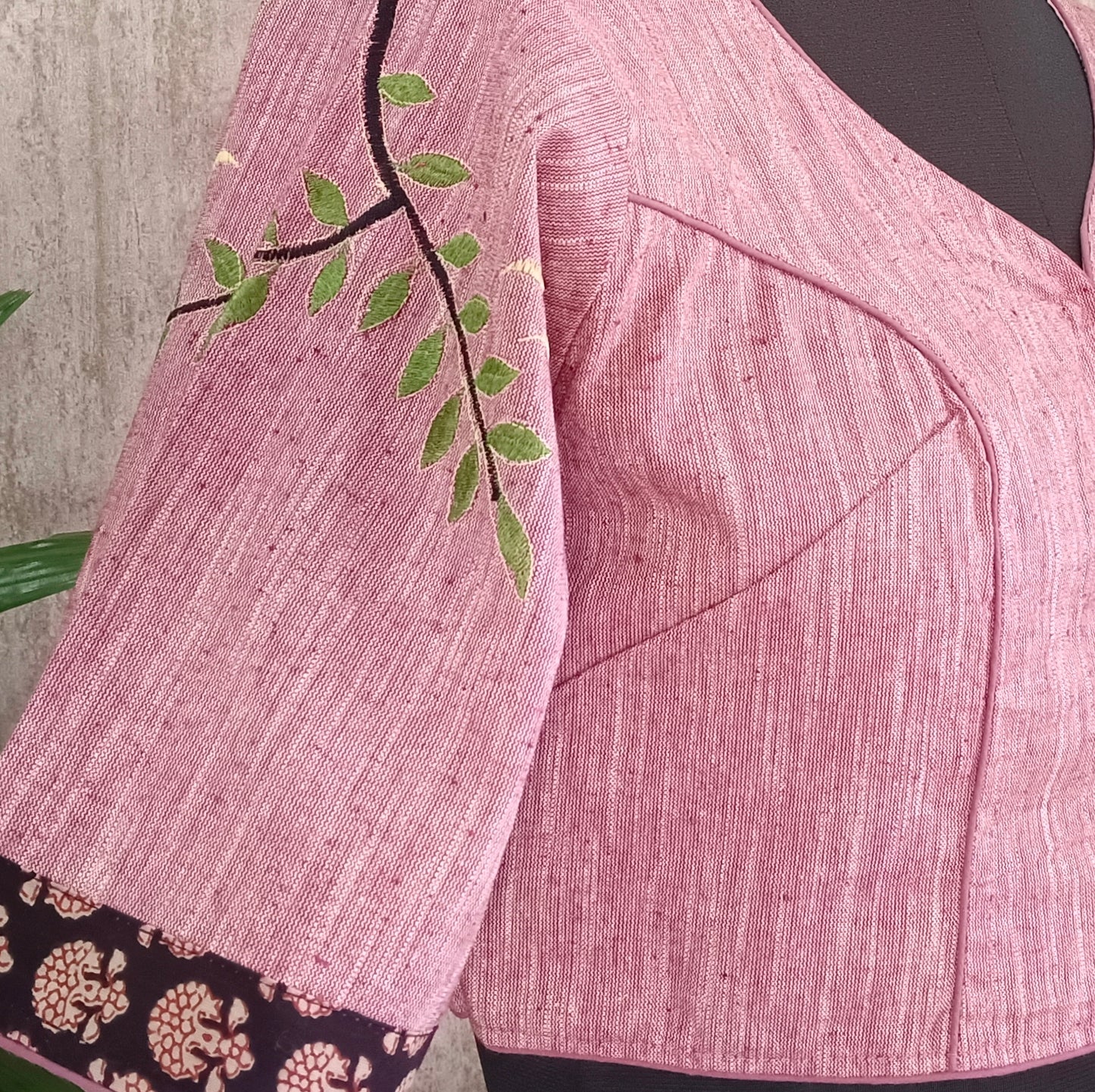 Dark Pink Khadi Patch work Blouse