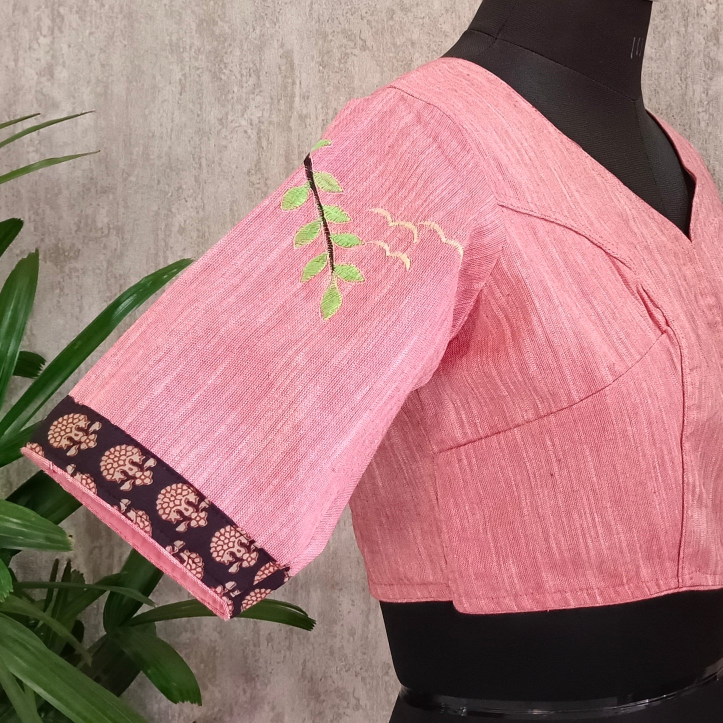 Peach Khadi Patch work Blouse