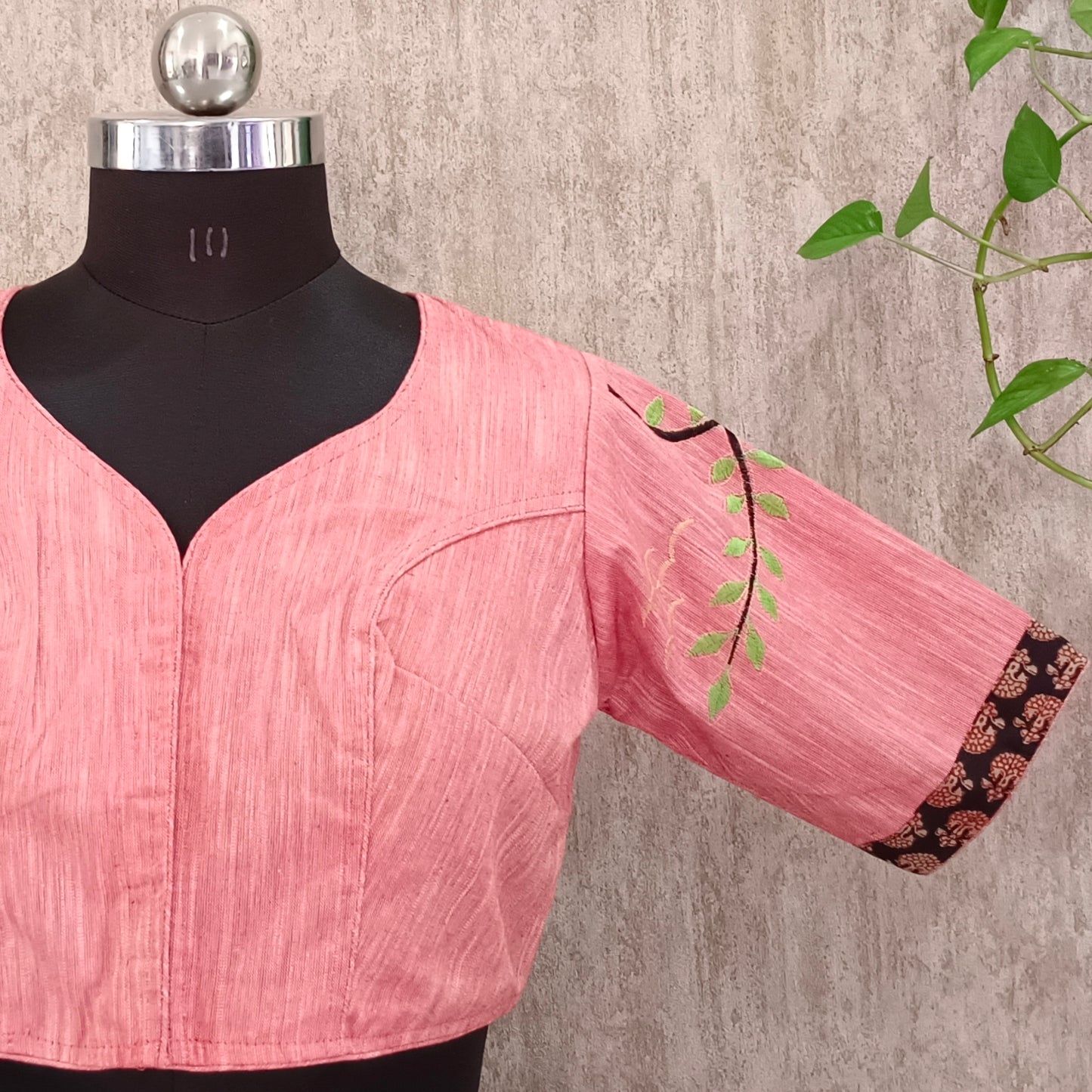 Peach Khadi Patch work Blouse