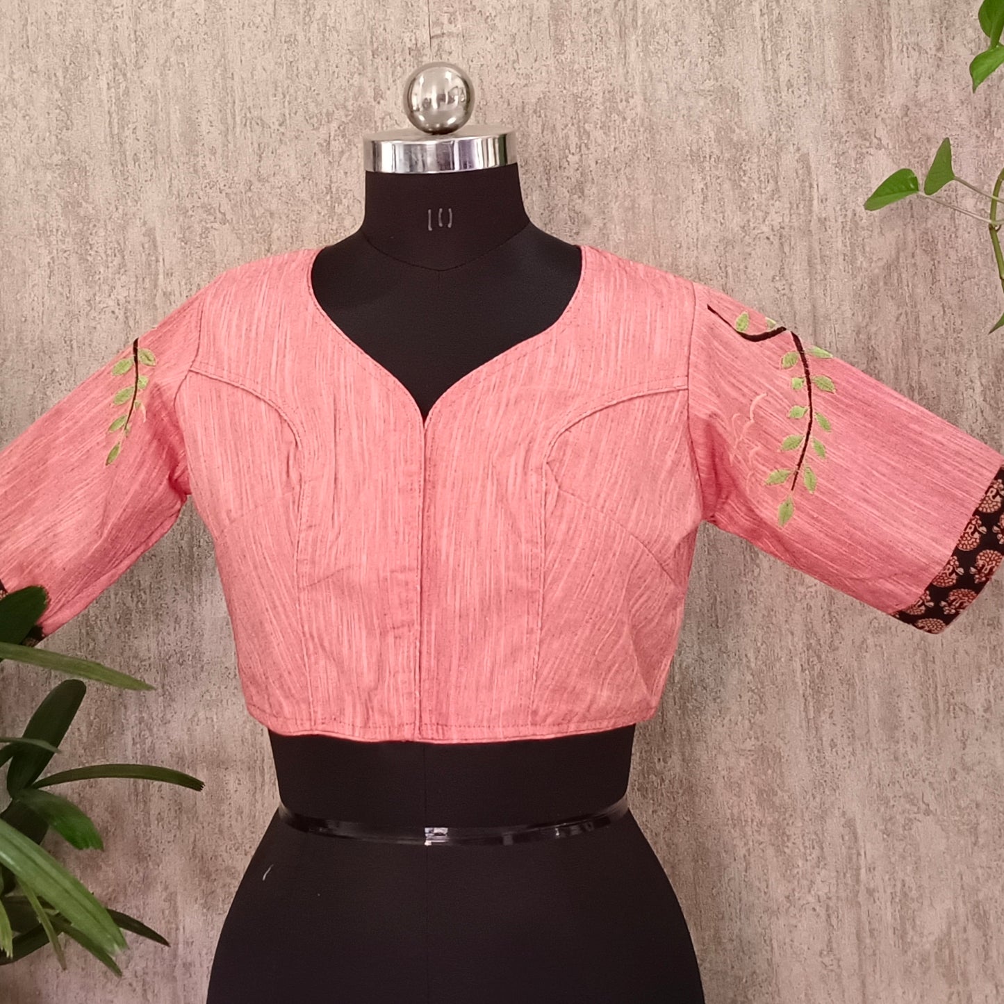 Peach Khadi Patch work Blouse