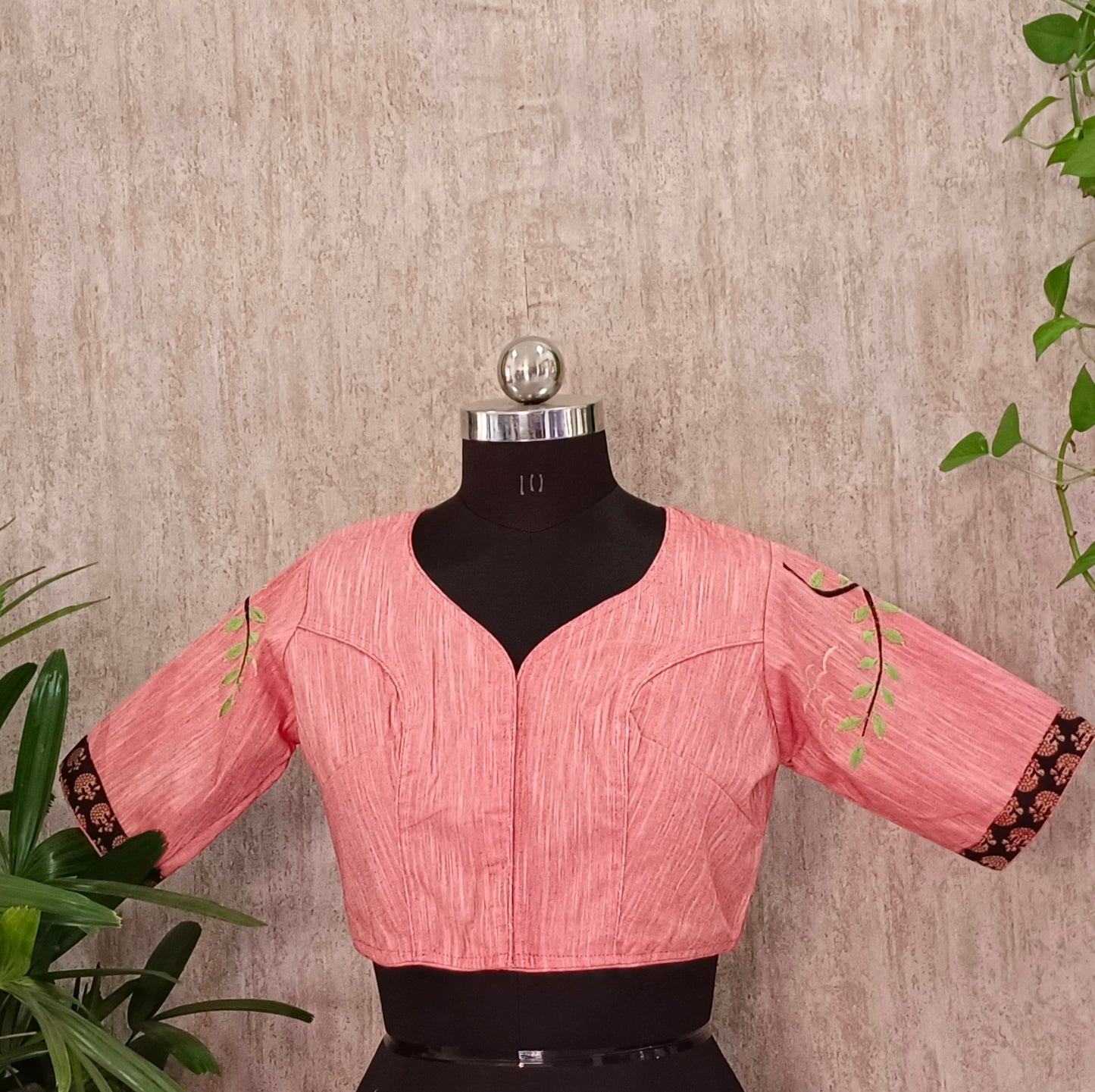Peach Khadi Patch work Blouse