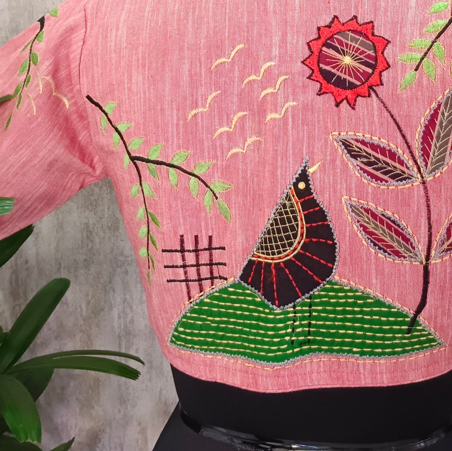 Peach Khadi Patch work Blouse