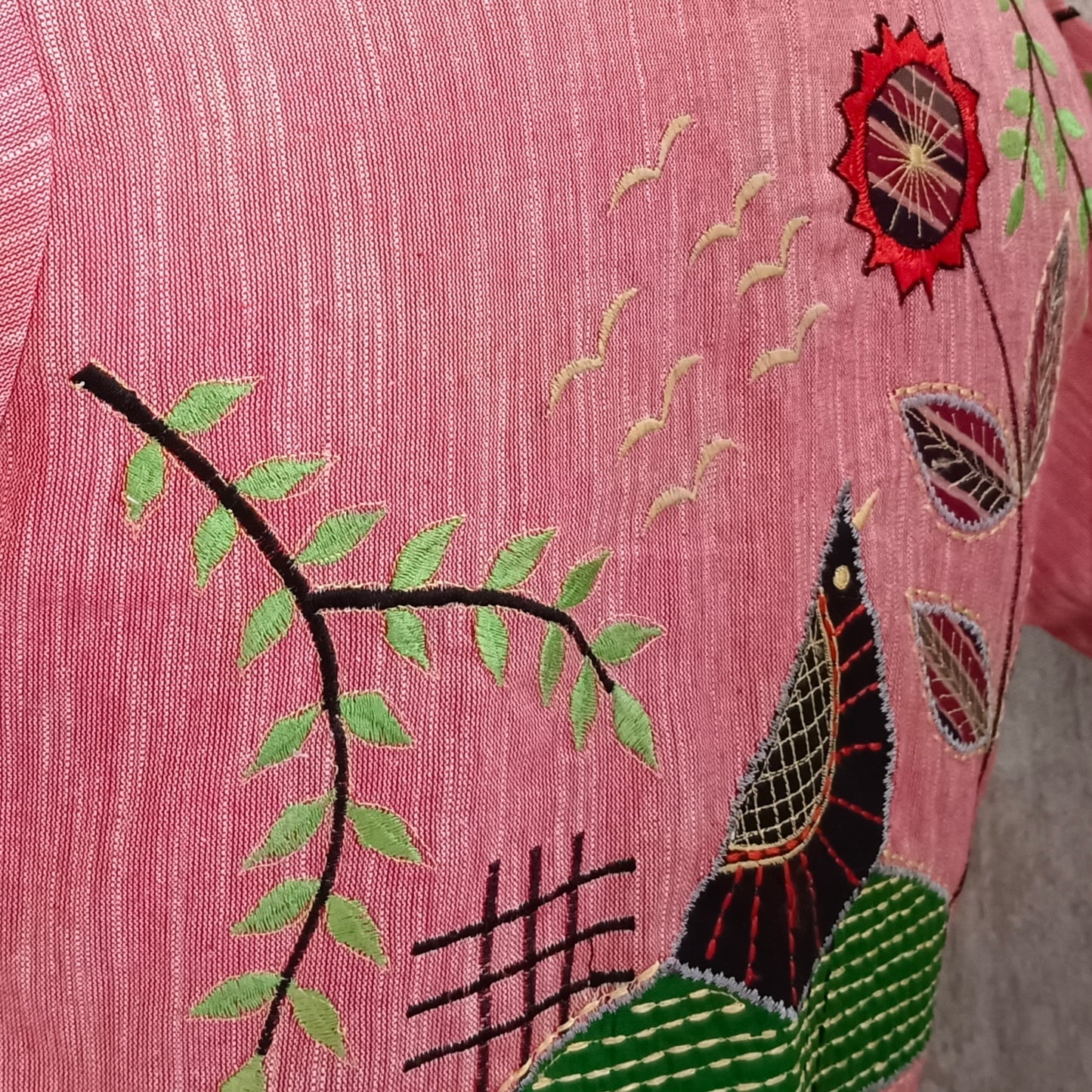 Peach Khadi Patch work Blouse