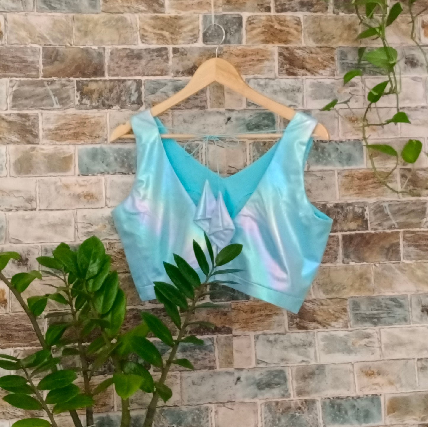 Pastel Blue Shimmer Sleeveless Blouse