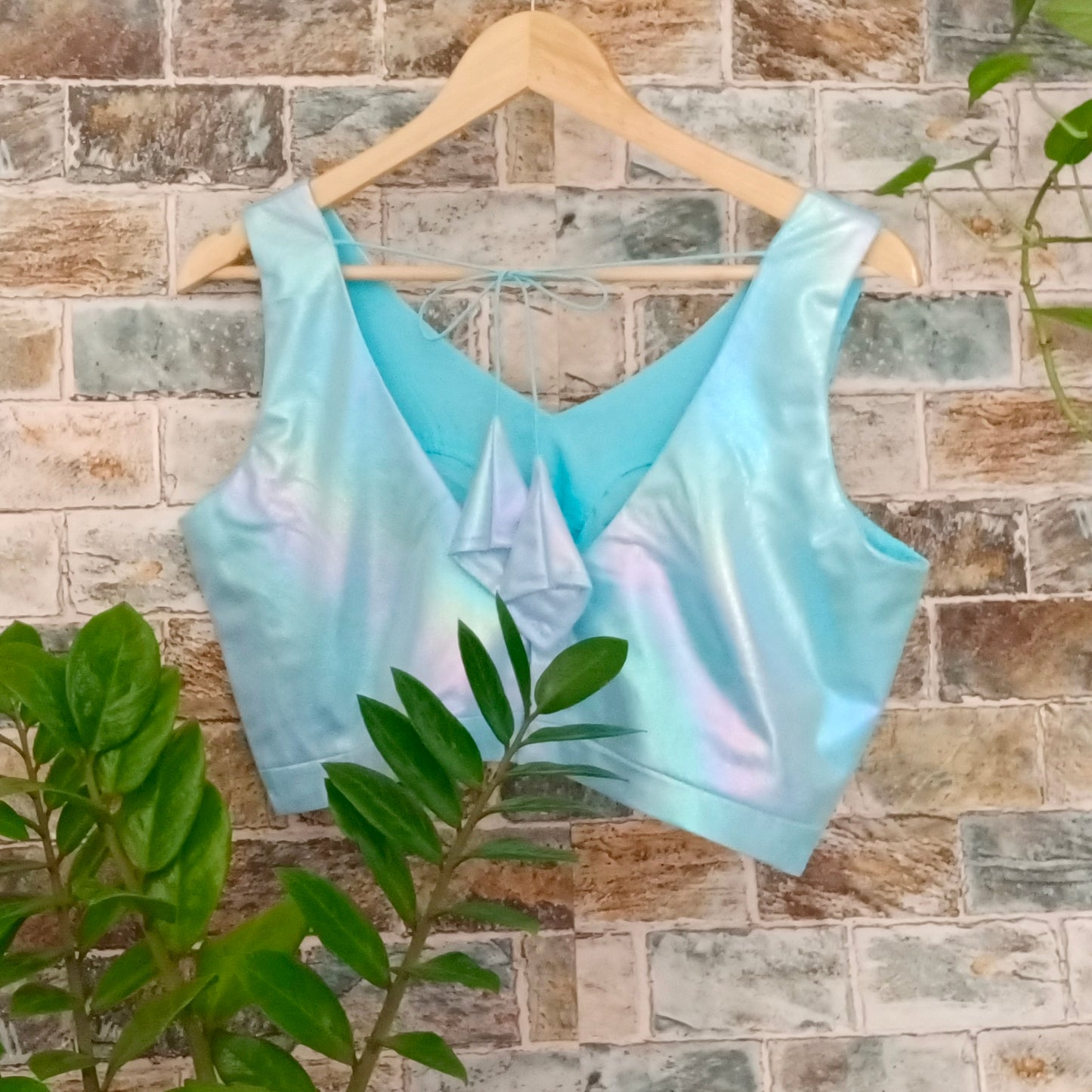 Pastel Blue Shimmer Sleeveless Blouse