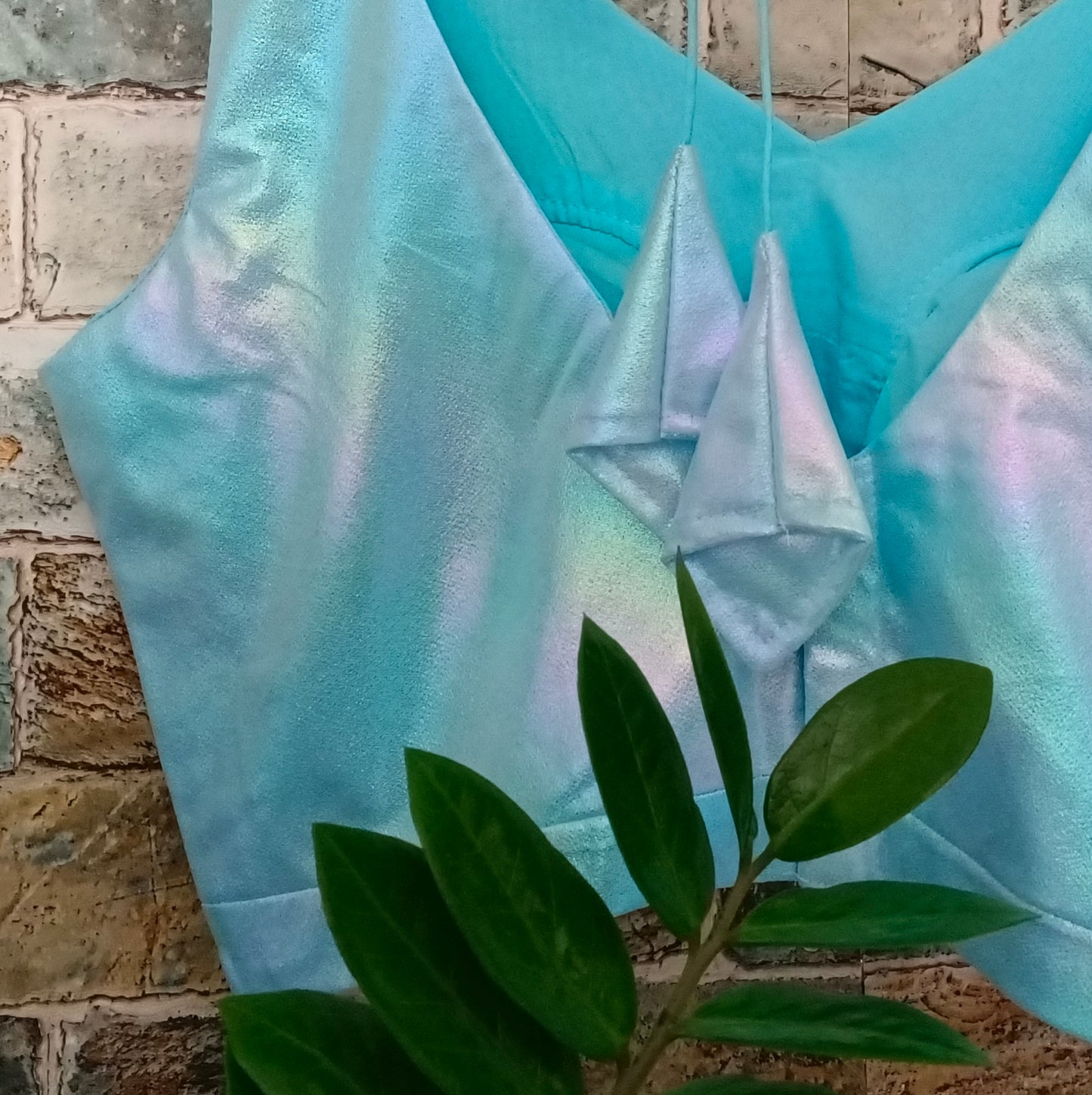 Pastel Blue Shimmer Sleeveless Blouse